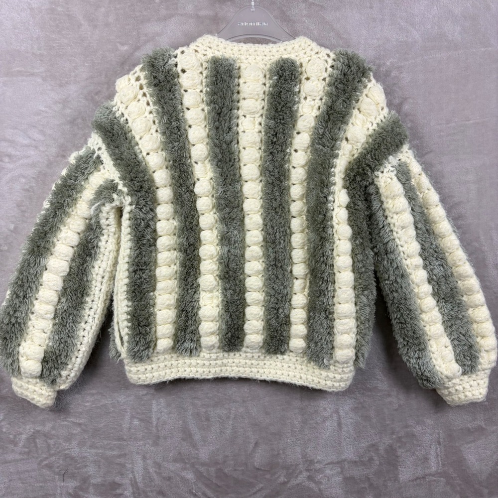Vintage Gabi Chunky Knit Striped Zip Cardigan Sweater Women M Maximalist Whimsy - Picture 2 of 11